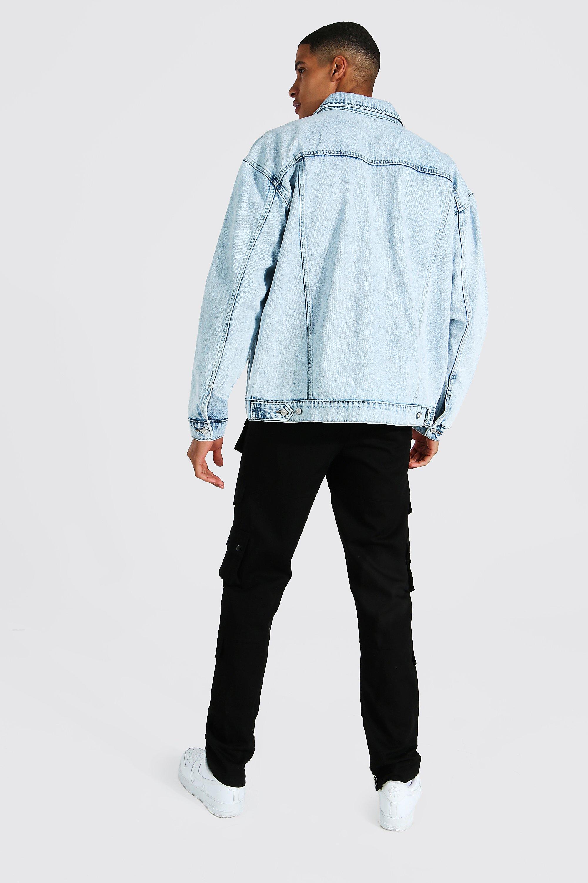 Mens denim cheap jacket boohoo